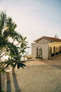 Beach house with stonework